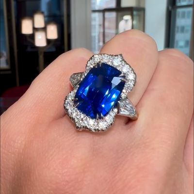 8ct cushion cut sapphire sterling silver handmade ring
