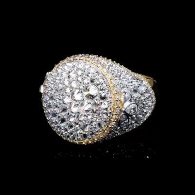 23ctw Tapered Cut Zircon Sterling Silver Plated Yellow Gold Handmade Ring