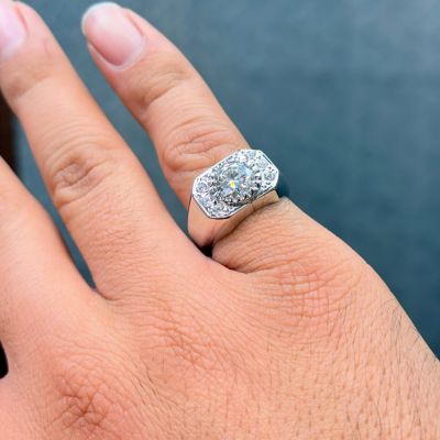 3ct round cut Zircon sterling silver handmade ring