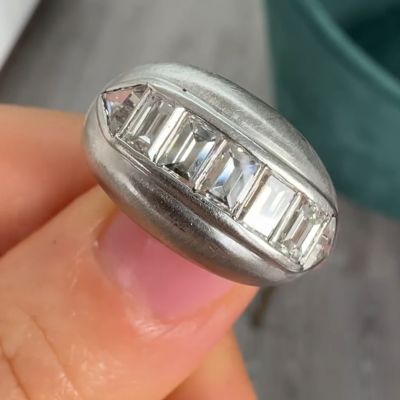 5ct Emerald Cut Zircon Sterling Silver Handmade Ring