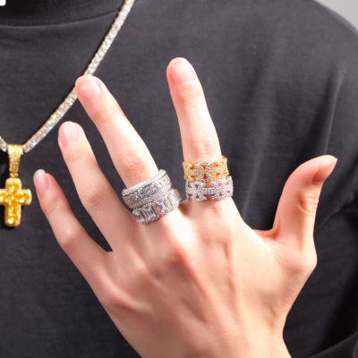 Men's Zircon Cuban ring hip hop ring