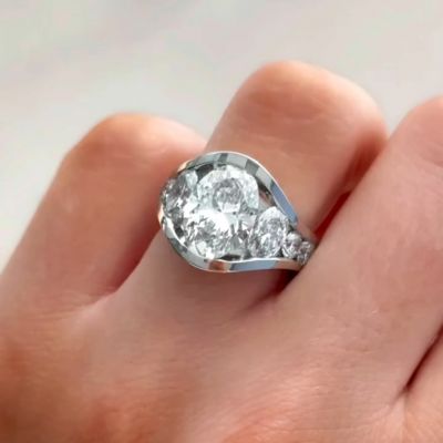 5ct oval cut Zircon sterling silver handmade ring