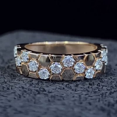 3ct round-cut Zircon sterling silver and rose gold plated handmade ring