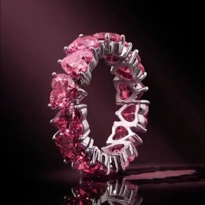 8ct heart-shaped pink Zircon noble and elegant handmade ring