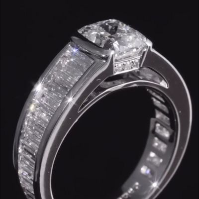 4ct Princess Cut Zircon Sterling Silver Ring