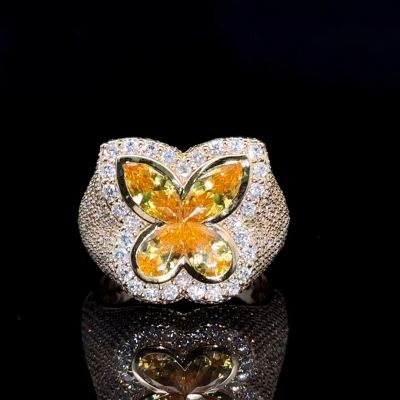 4ct Marquise-cut Yellow Zircon Sterling Silver and Yellow Gold Ring