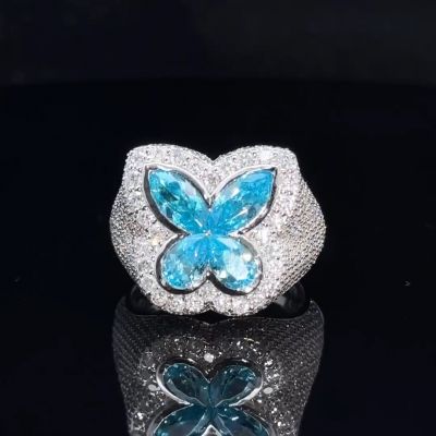 4ct Marquise-cut Blue Zircon Sterling Silver Ring