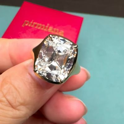 3ct princess-cut zircon sterling silver plated with yellow gold handmade ring
