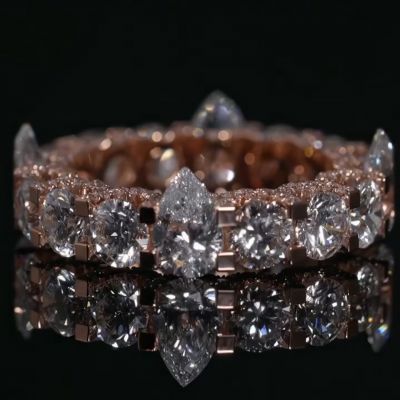 3ct oval-cut Zircon handmade sterling silver and rose gold-plated ring