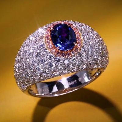 5ct round-cut sapphire sterling silver handmade ring