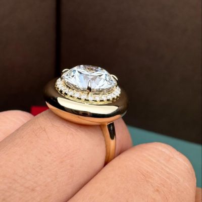 4.5ct round-cut sterling silver plated with yellow gold handmade ring