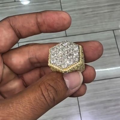 5ct Round Cut Sterling Silver Plated Yellow Gold Handmade Ring