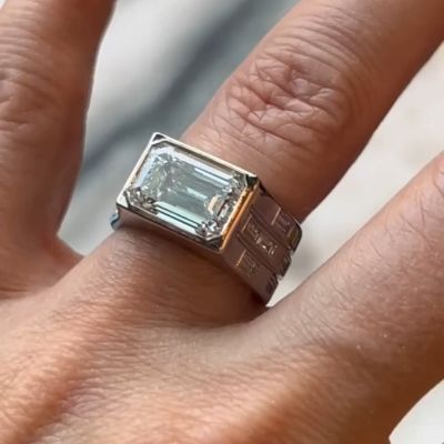 5ct emerald-cut sterling silver handmade ring