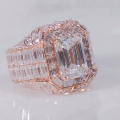 8ct cushion-cut zircon sterling silver rose gold plated handmade ring