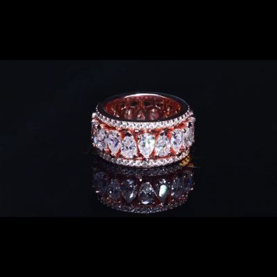 3ct pear-shaped zircon sterling silver rose gold plated handmade ring