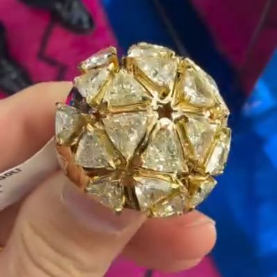 5ct triangular-cut sterling silver plated with yellow gold handmade ring