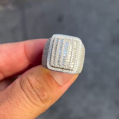 3ct chshion-cut sterling silver handmade ring