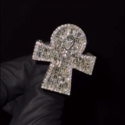 9ctw pear-shaped center stone and cushion-cut side stones Handmade sterling silver ring