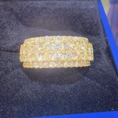 3ct round-cut sterling silver plated with yellow gold handmade ring