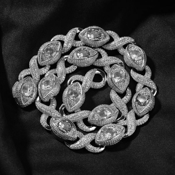 Versatile Exaggerated Silver Infinity Eyes Necklace Men's Fashion Street Necklace