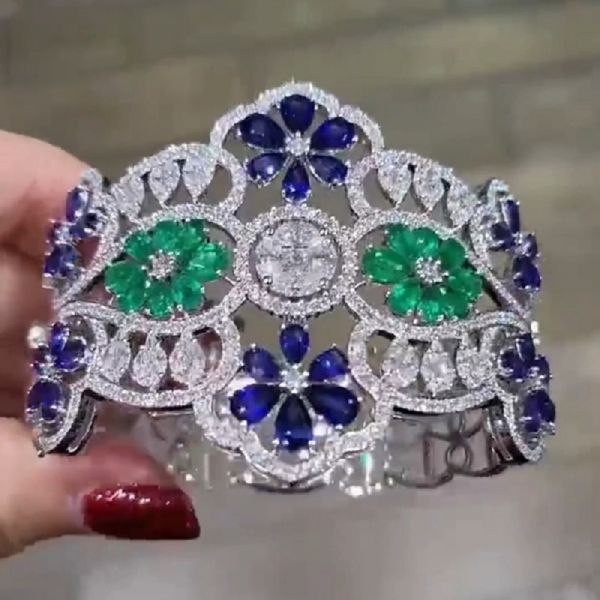 5.0CT New Premium Pear Cut Blue Desire Bracelet