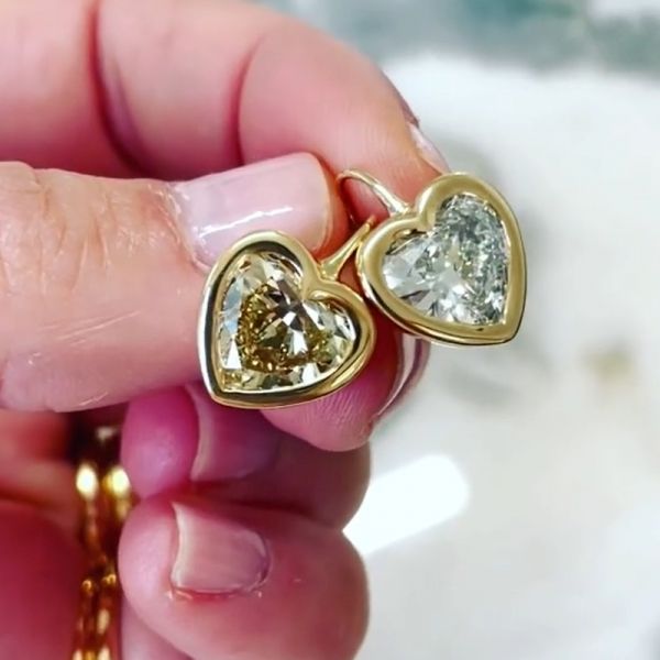 6.0 Carat Heart Cut White Gemstone Earrings