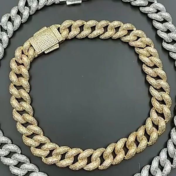 Hip Hop Necklace 18mm Wide Encrypted Bubble Cuban Chain Spring Clasp Full Of Zirconia Bully Accessories