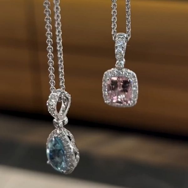 Pastel Zircon Double Halo Pear-Shape Reversible Necklace 