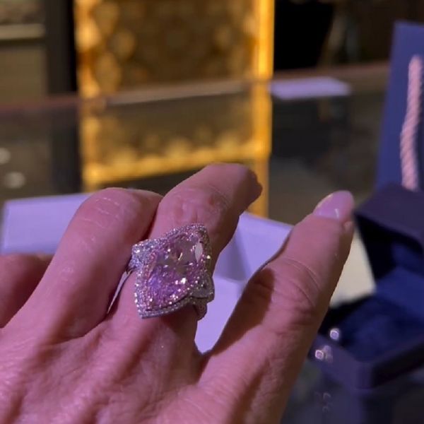 3.45 Carats Pink Zircon Marquise Shape Ring