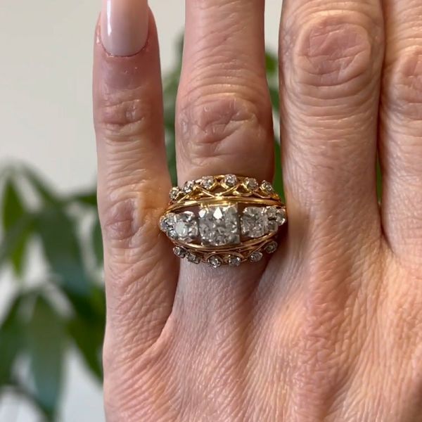 3.0 Carat Round Cut Vintage Dome Zircon Ring