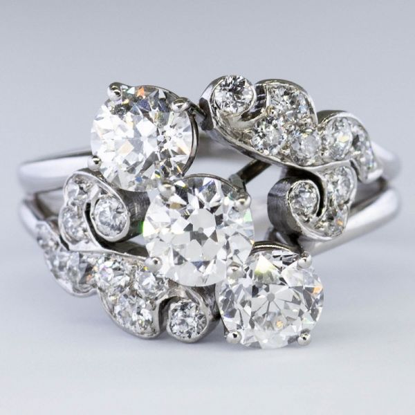 2.16 Carat Round Cut Refabricated Art Deco Zircon Ring