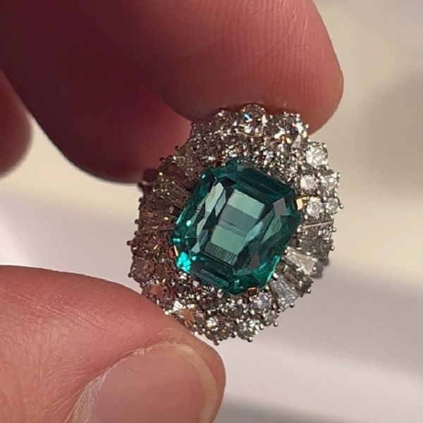 5.5 Carat Square Emerald Zircon Eternal Zirconia Ring