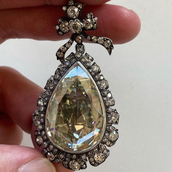 22.99 Carat Pear-shaped Rose-cut Zircon Pendant