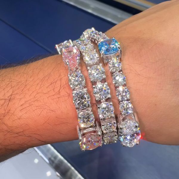 3-piece sterling silver Zircon handmade bracelet set