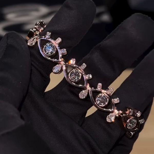 30ctw round cut Zircon eye shape sterling silver plated rose gold handmade bracelet