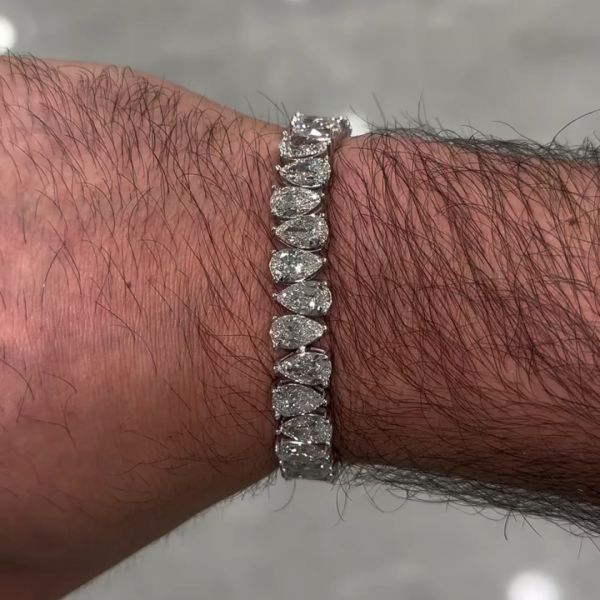 20ct Pear-cut Zircon Sterling Silver Handmade Bracelet