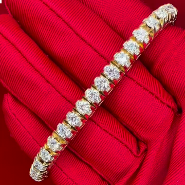 8ct oval-cut Zircon sterling silver handmade yellow gold plated bracelet