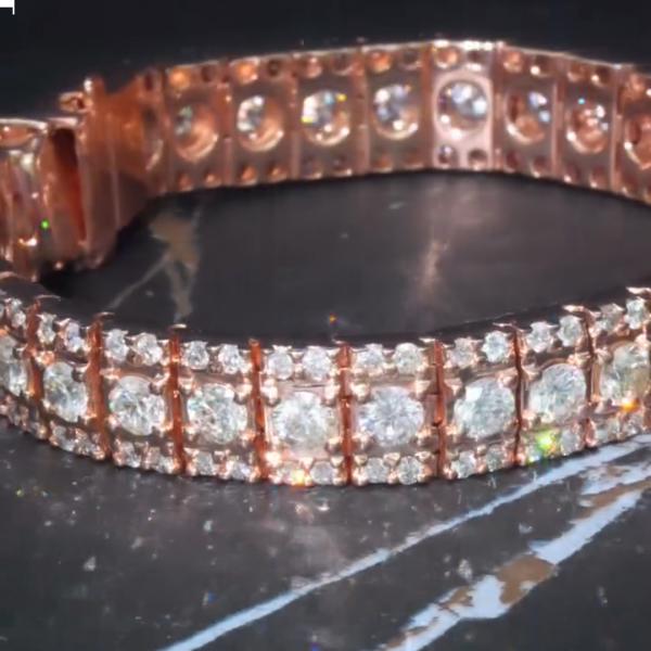 25ct round-cut Zircon sterling silver handmade rose gold plated bracelet