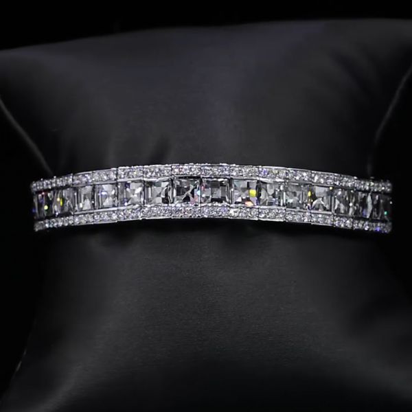 15ct cushion-cut Zircon handmade sterling silver bracelet