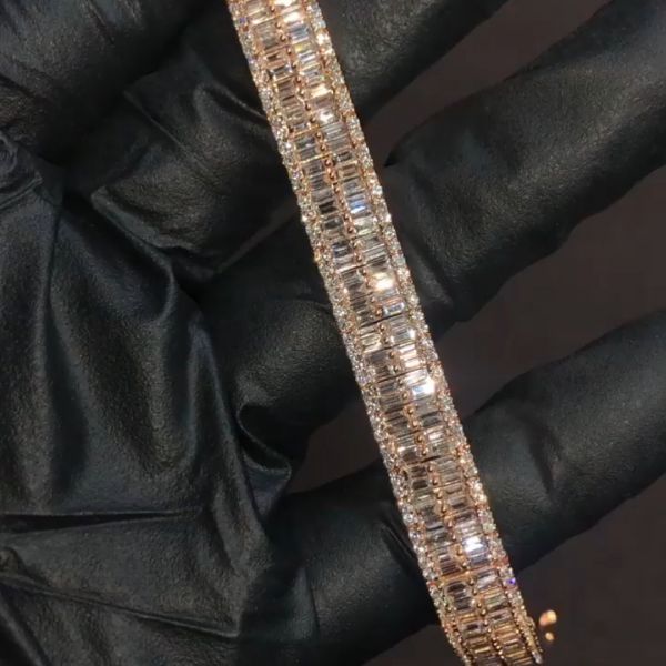 10ct cushion-cut Zircon handmade sterling silver and rose gold plated bracelet