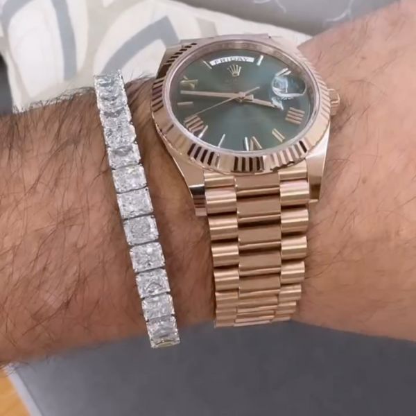 40ct princess-cut sterling silver handmade luxury bracelet