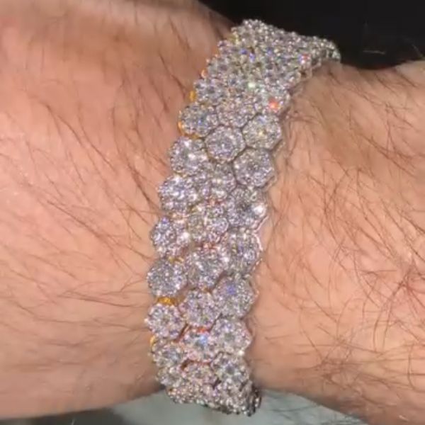 5ct round-cut zircon sterling silver handmade bracelet