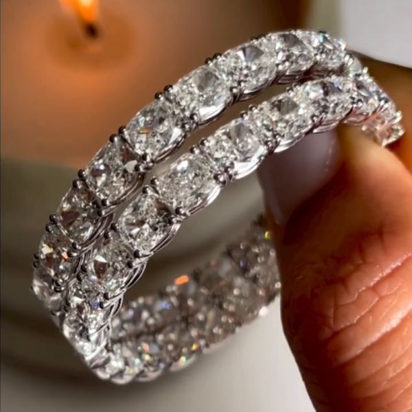 9.5ct Cushion Cut White Zircon Hoop Earrings