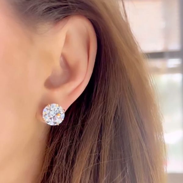 13ctw Round Cut White Sapphire Handmade Sterling Silver Stud Earrings