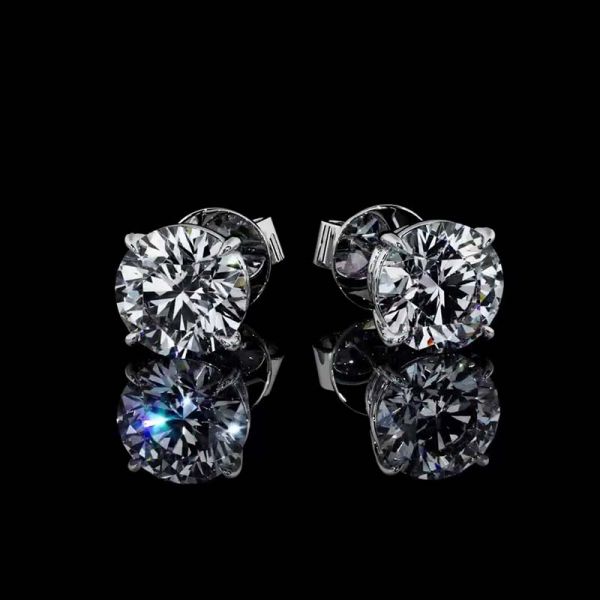 1ct round cut Zircon sterling silver stud earring