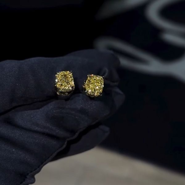 1ct Princess Cut Sterling Silver Plated Rose Gold Handmade Earrings