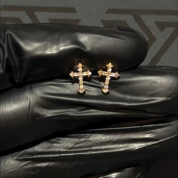 1ct round cut cross sterling silver plated rose gold handmade earrings