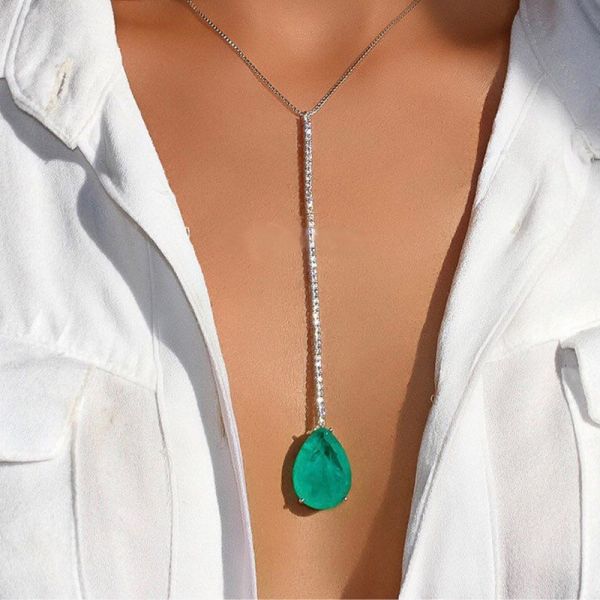 7ct Pear Cut Paraiba Tourmaline Pendant Fashion Handmade Necklace
