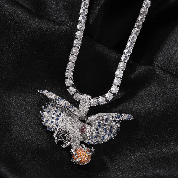 Eagle catching ball pave full inlaid hip-hop necklace