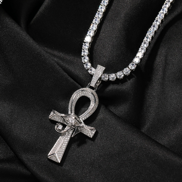 Eye of Horus Ankh Pave Full Cross Pendant